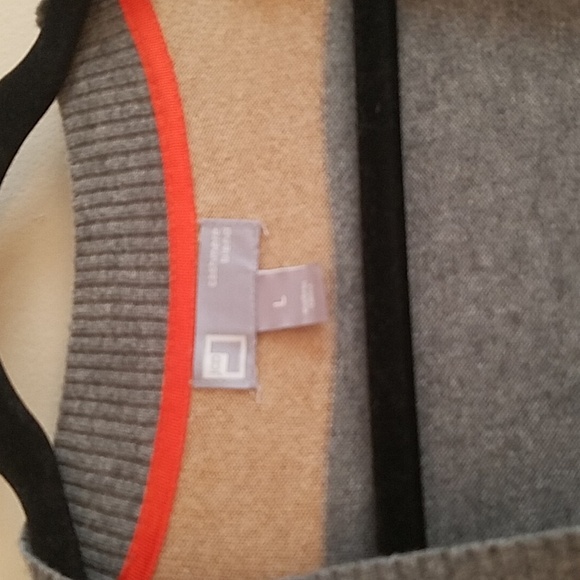 Cashmere cotton blend knit colorblock cardigan sweater - Picture 3 of 8